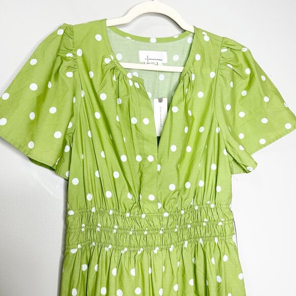 Anthropologie Womens The Somerset Maxi Dress Polka Dots Tiered Green M NEW - Picture 4 of 9